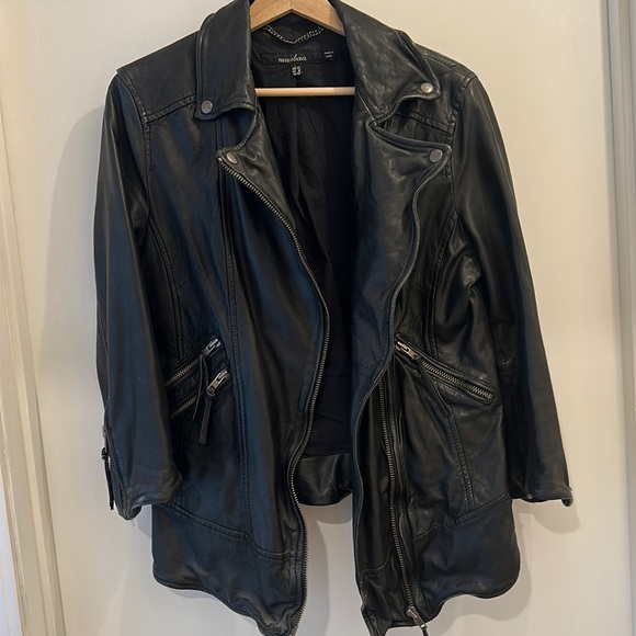 Muubaa leather motorcycle jacket in black size 8 - Picture 1 of 7